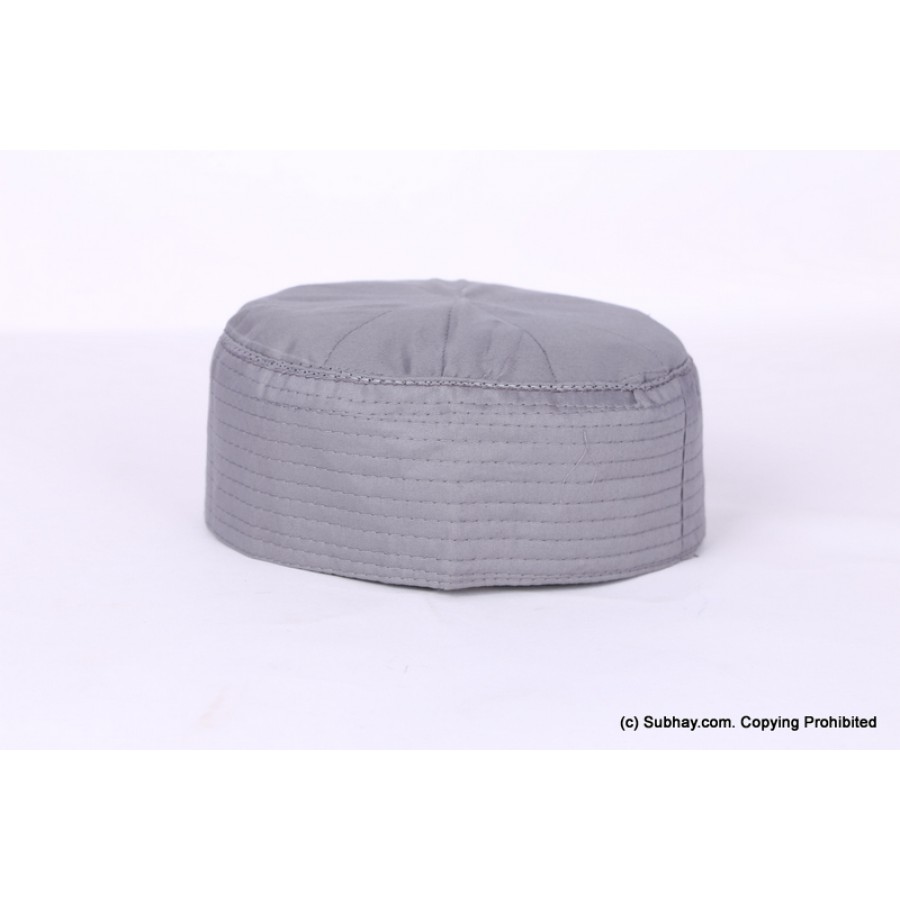 Grey Cotton Woven AKA Junaid Jamshed [Cloth Contrasting] Prayer Cap / Kufi CHM-62-2